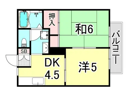 夙川イングス(2DK/2階)の間取り写真