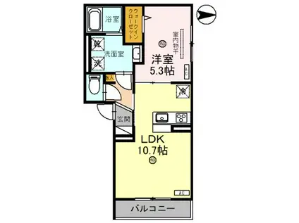 D-ROOM平野III(1LDK/2階)の間取り写真