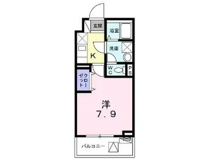 フィーカ蒲田(1K/3階)の間取り写真