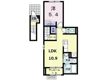 レ・セーナII(1LDK/2階)の間取り写真