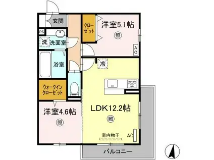 D-ROOM藤田 A棟(2LDK/3階)の間取り写真