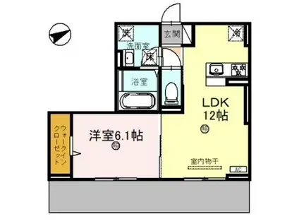 DーPLACE城西(1LDK/1階)の間取り写真