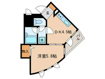 ガウディ動坂(1DK/2階)の間取り写真