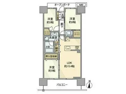 プラウド浦和高砂(3LDK/7階)の間取り写真