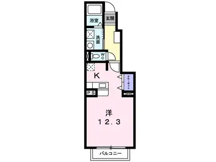プロムナードN・I(ワンルーム/1階)の間取り写真