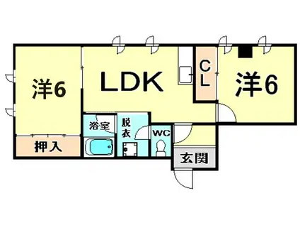 リアライズ尼崎(2LDK/6階)の間取り写真