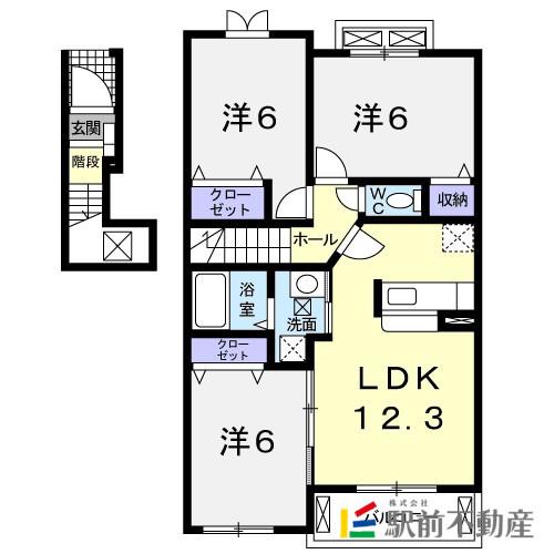 サンブライト(3LDK/2階)の間取り写真
