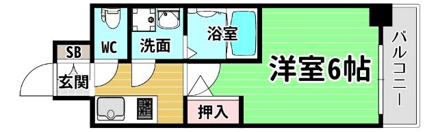 エスリード弁天町桜通レジデンス(1K/2階)の間取り写真