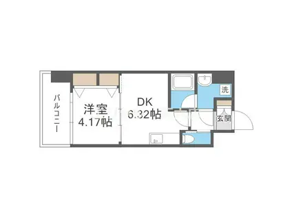 プレジオ江坂II(1DK/8階)の間取り写真