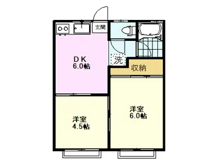 メゾン杉(2DK/2階)の間取り写真