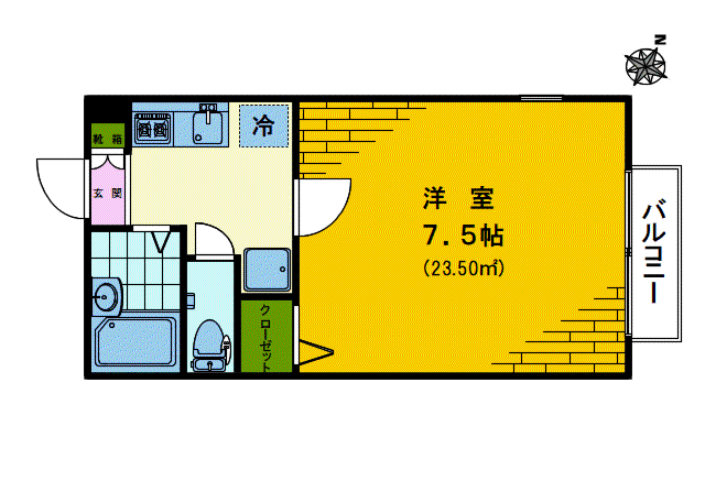 エイトノート(1K/1階)の間取り写真