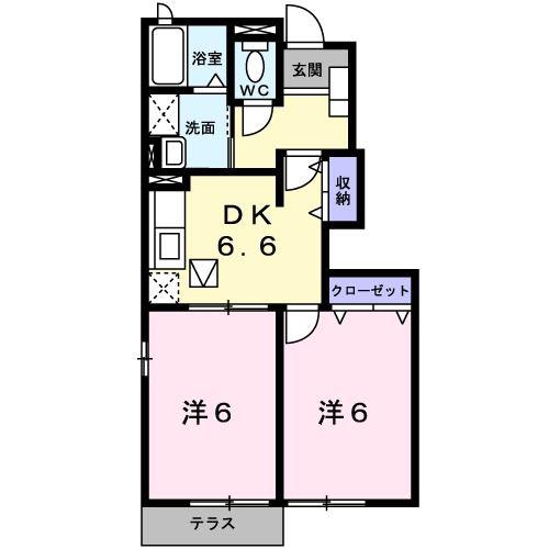 グリーンパレス(2DK/1階)の間取り写真