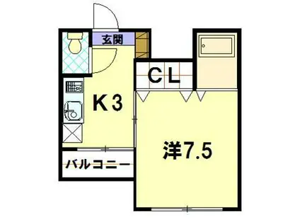 クレインコート東園(1K/4階)の間取り写真