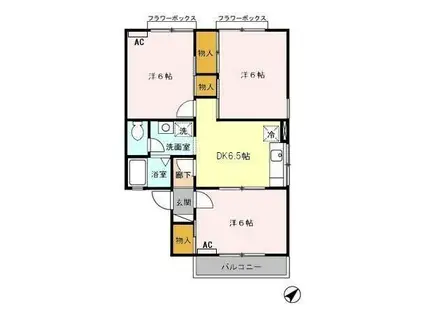 ペイサージュ天間(3DK/2階)の間取り写真