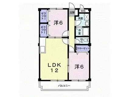 パレスピュアII(2LDK/2階)の間取り写真