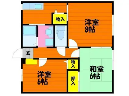 サンビレッジ阿賀崎B棟(3K/1階)の間取り写真