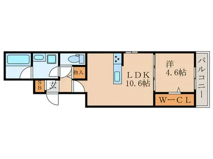 HERMANOS DEL ESPACIO(1LDK/2階)の間取り写真