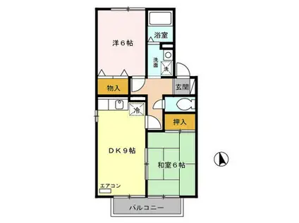 ツインコートA(2DK/1階)の間取り写真