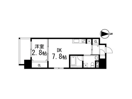 THE BLISSFUL FORT 仙台駅東(1DK/6階)の間取り写真