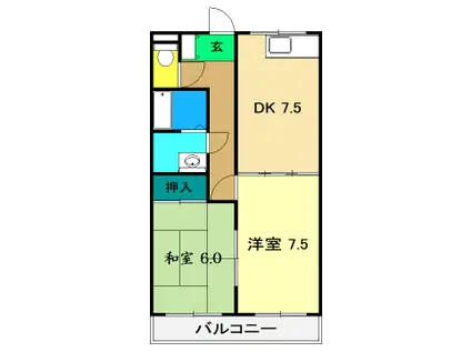 あざみのスクエアII(2DK/2階)の間取り写真