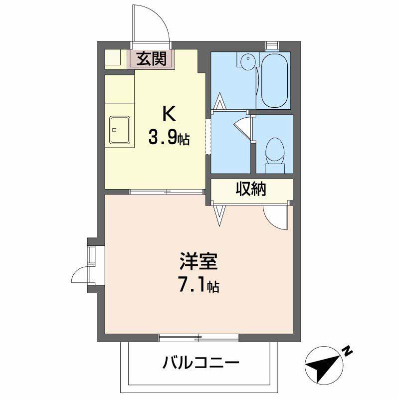 ジュネス望(1K/2階)の間取り写真