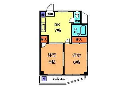 M&Pハウス(2DK/3階)の間取り写真