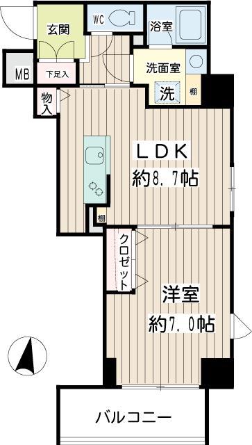 PEARLCOURTTSURUMI(1LDK/8階)の間取り写真
