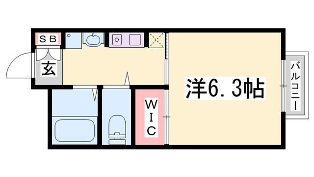 FLAT福井C棟(1K/1階)の間取り写真