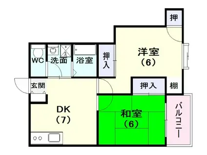 コーポひとは(2DK/3階)の間取り写真
