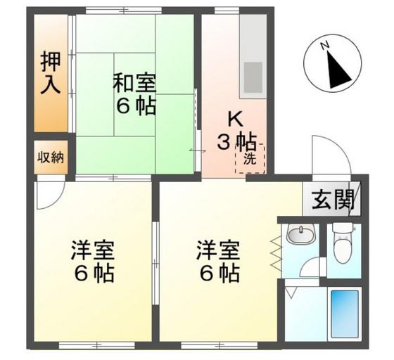 コーポT&S(3K/2階)の間取り写真