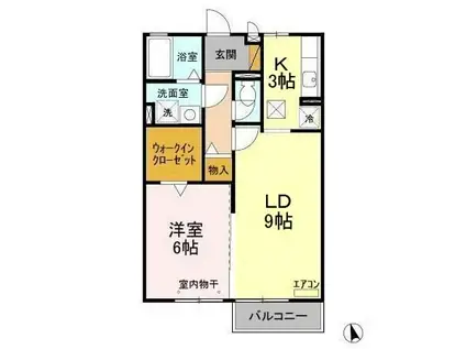 リヴェールAOKI(1LDK/1階)の間取り写真