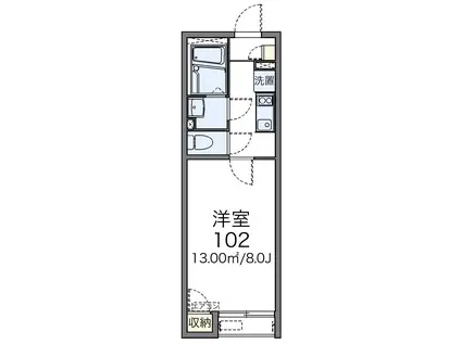 ゼフィール(1K/2階)の間取り写真