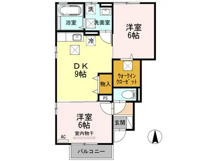 ボンヌ・ジュルネ A棟(2DK/1階)の間取り写真