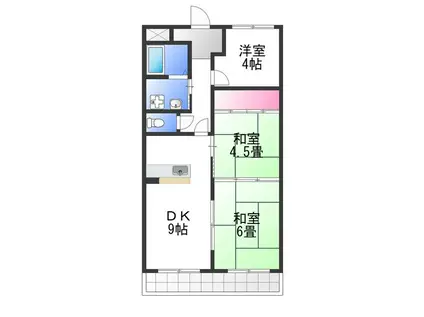 ウィスタリア藤(3DK/3階)の間取り写真