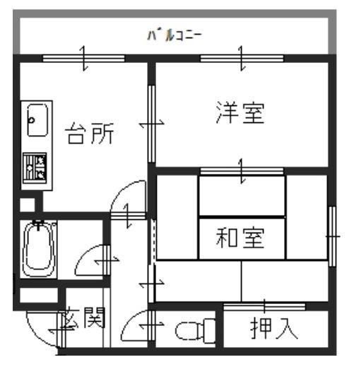 ビーフェリス(2DK/3階)の間取り写真