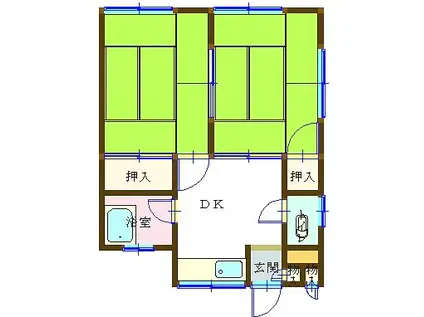 味生荘 2F西側(2DK/2階)の間取り写真