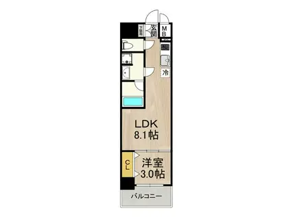 セノアタワー泉(1LDK/13階)の間取り写真
