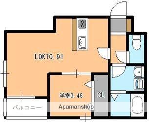 カトレア平尾(1LDK/2階)の間取り写真