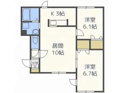 ルミエール麻生5(2LDK/2階)の間取り写真