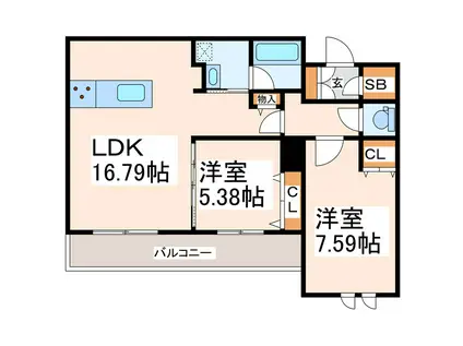 シャーメゾン健軍イースト(2LDK/2階)の間取り写真