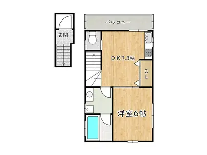 プリッ2初芝II(1DK/2階)の間取り写真