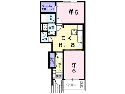 エレガントB(2DK/1階)の間取り写真