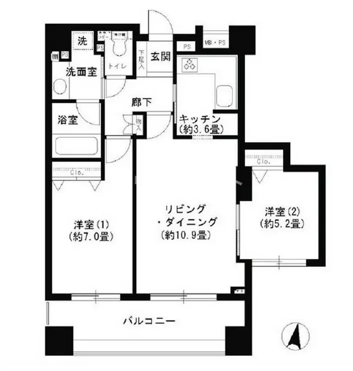 クリオ文京小石川 8階階 間取り