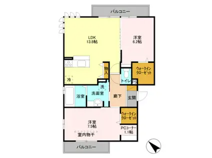 セピアコートC(2LDK/3階)の間取り写真