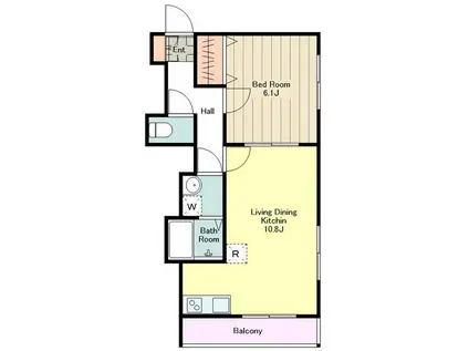ドミール弐番館(1LDK/2階)の間取り写真
