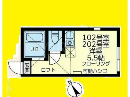 ユナイト南希ボンソワール(ワンルーム/2階)の間取り写真