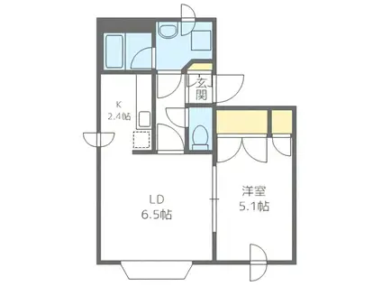 ブロード414(1DK/2階)の間取り写真