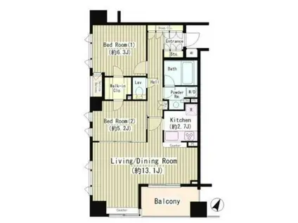 コクヨーレ日本橋(2LDK/10階)の間取り写真