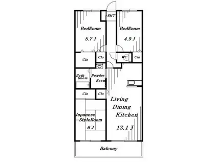 ヒロ末広(3LDK/3階)の間取り写真