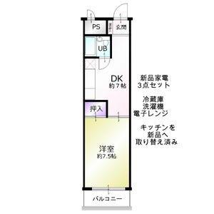 IRIE BLDG(1DK/2階)の間取り写真